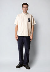 Fat Moose IAN COTTON/LINNEN SHIRT Skjorte S/S Ecru
