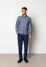 Clean Cut Copenhagen Jamie cotton/linen shirt Skjorte L/S Dark Blue Melange