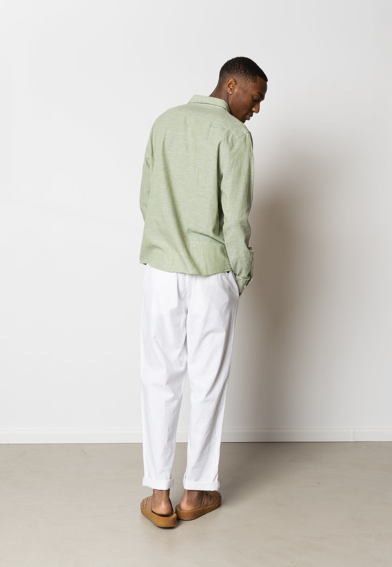 Clean Cut Copenhagen Jamie cotton/linen shirt Skjorte L/S Green Melange