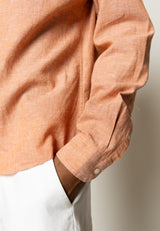 Clean Cut Copenhagen Jamie cotton/linen shirt Skjorte L/S Orange Melange