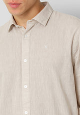 Clean Cut Copenhagen Jamie cotton/linen shirt Skjorte L/S Sand Melange