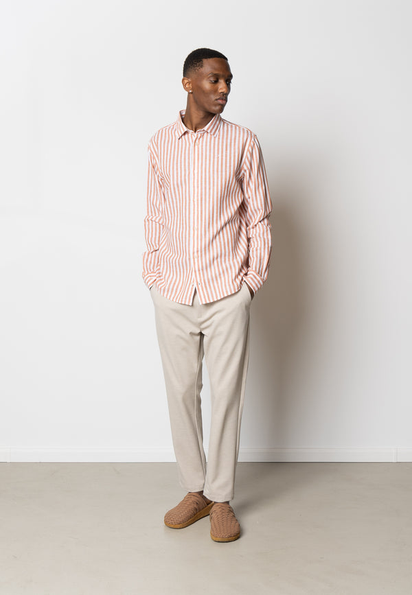 Clean Cut Copenhagen Jamie cotton/linen striped shirt Skjorte L/S Orange/Ecru