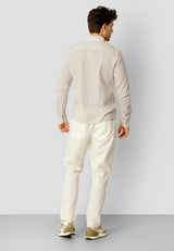 Clean Cut Copenhagen Jamie cotton/linen striped shirt Skjorte L/S Sand Melange / Ecru