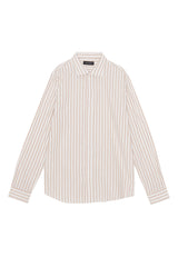 Clean Cut Copenhagen Jamie cotton/linen striped shirt Skjorte L/S Sand Melange / Ecru