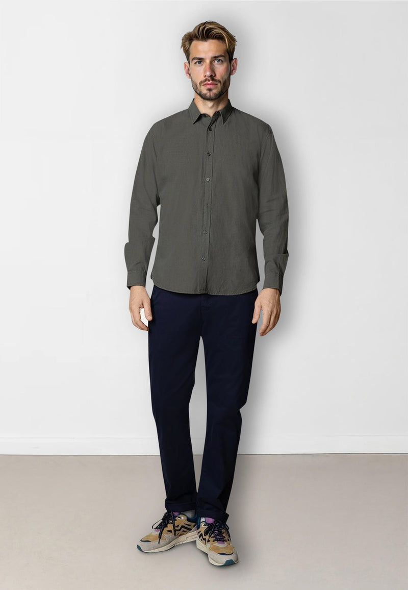 Clean Cut Copenhagen Luca cotton/linen L/S shirt Skjorte L/S Army