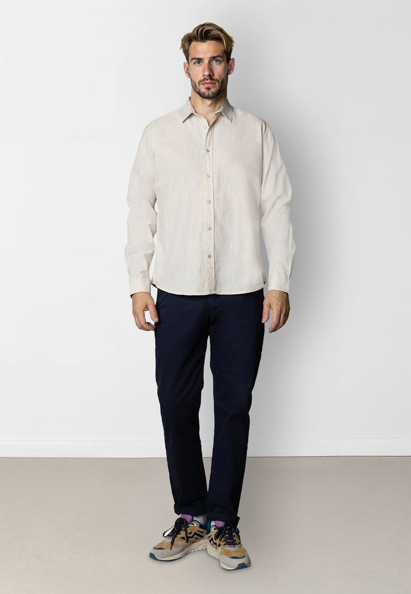 Clean Cut Copenhagen Luca cotton/linen L/S shirt Skjorte L/S Light beige