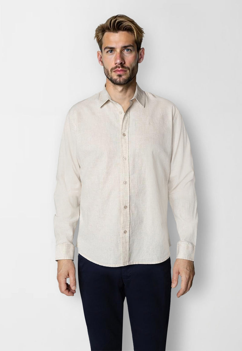 Clean Cut Copenhagen Luca cotton/linen L/S shirt Skjorte L/S Light beige