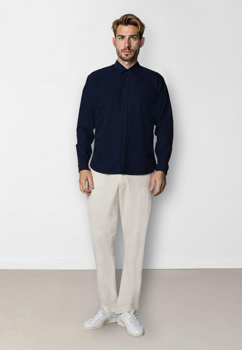 Clean Cut Copenhagen Luca cotton/linen L/S shirt Skjorte L/S Navy