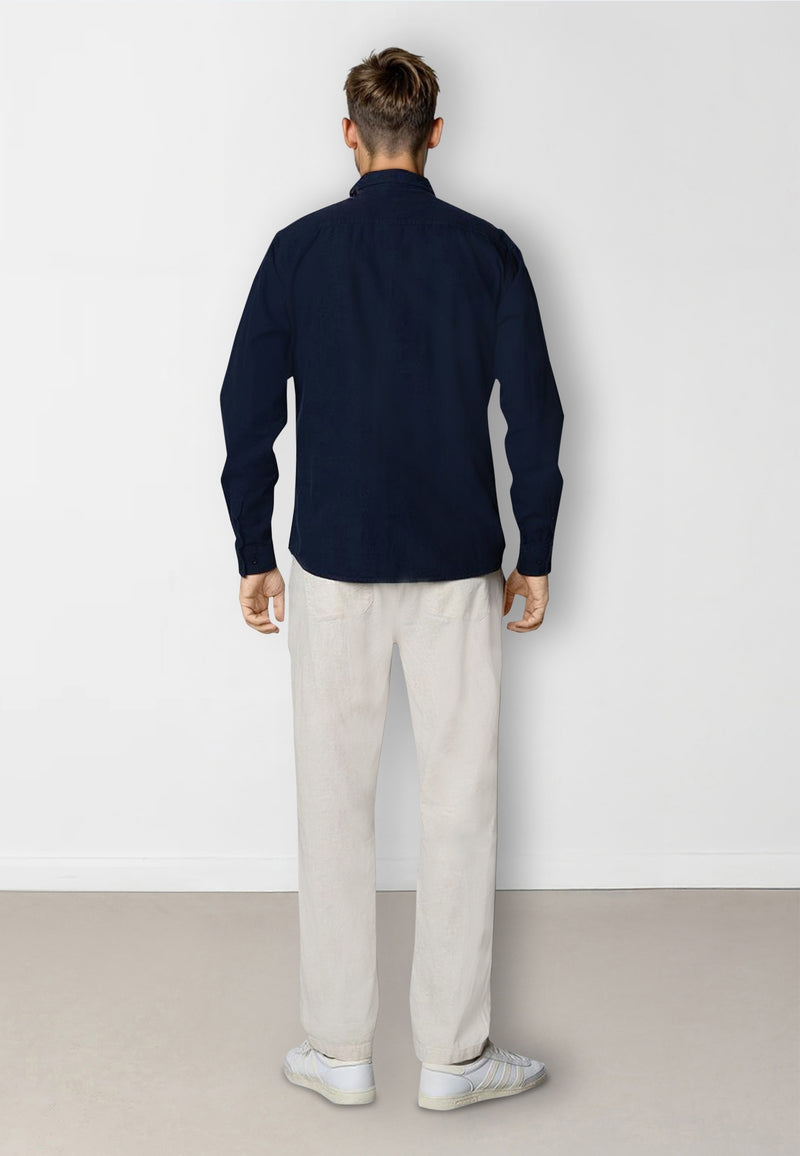 Clean Cut Copenhagen Luca cotton/linen L/S shirt Skjorte L/S Navy