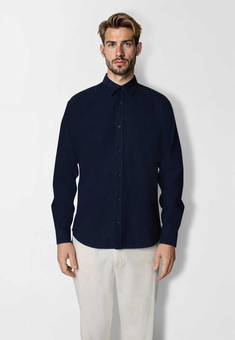 Clean Cut Copenhagen Luca cotton/linen L/S shirt Skjorte L/S Navy