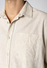 Clean Cut Copenhagen Luca cotton/linen S/S shirt Skjorte S/S Light beige