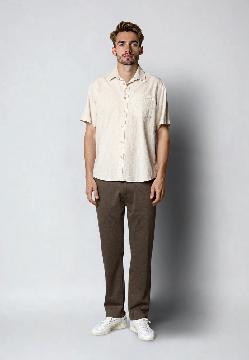 Clean Cut Copenhagen Luca cotton/linen S/S shirt Skjorte S/S Light beige