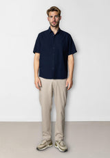 Clean Cut Copenhagen Luca cotton/linen S/S shirt Skjorte S/S Navy