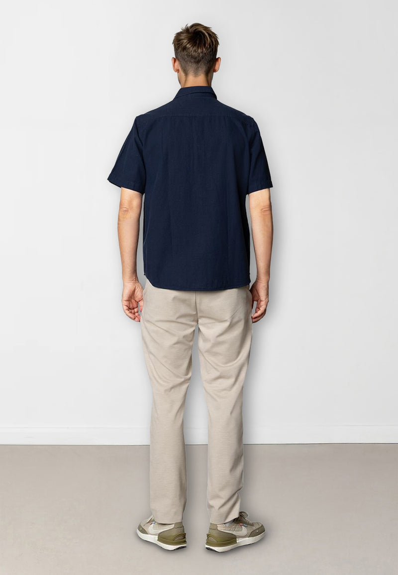 Clean Cut Copenhagen Luca cotton/linen S/S shirt Skjorte S/S Navy