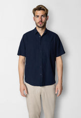 Clean Cut Copenhagen Luca cotton/linen S/S shirt Skjorte S/S Navy