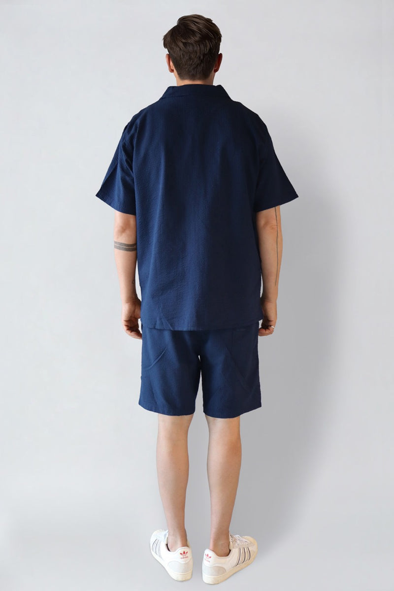 Fat Moose Ludacris seersucker shirt Skjorte S/S Navy