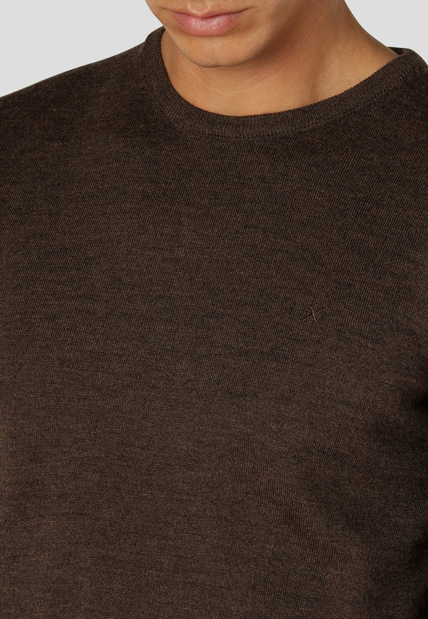 Clean Cut Copenhagen Merino knitted jumper Strik Brun Melange
