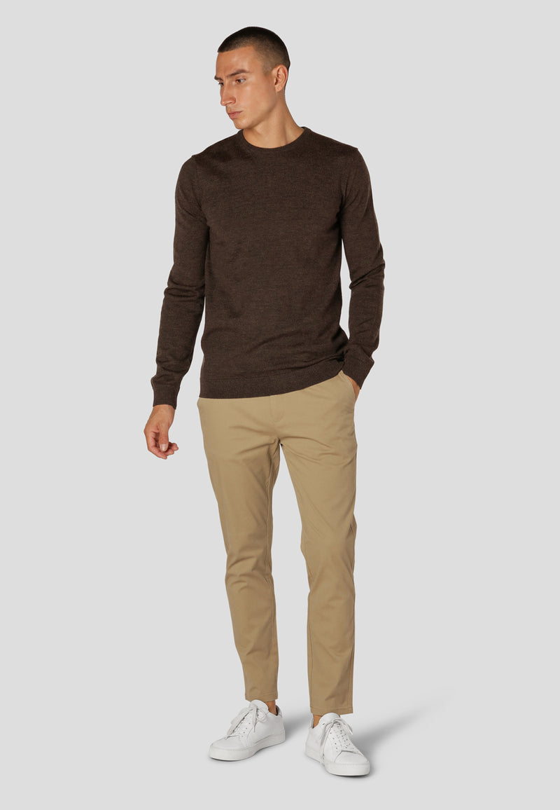 Clean Cut Copenhagen Merino knitted jumper Strik Brun Melange