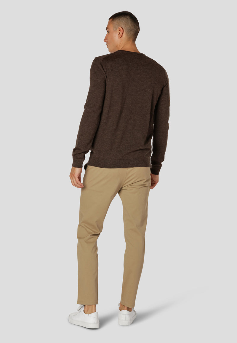 Clean Cut Copenhagen Merino knitted jumper Strik Brun Melange