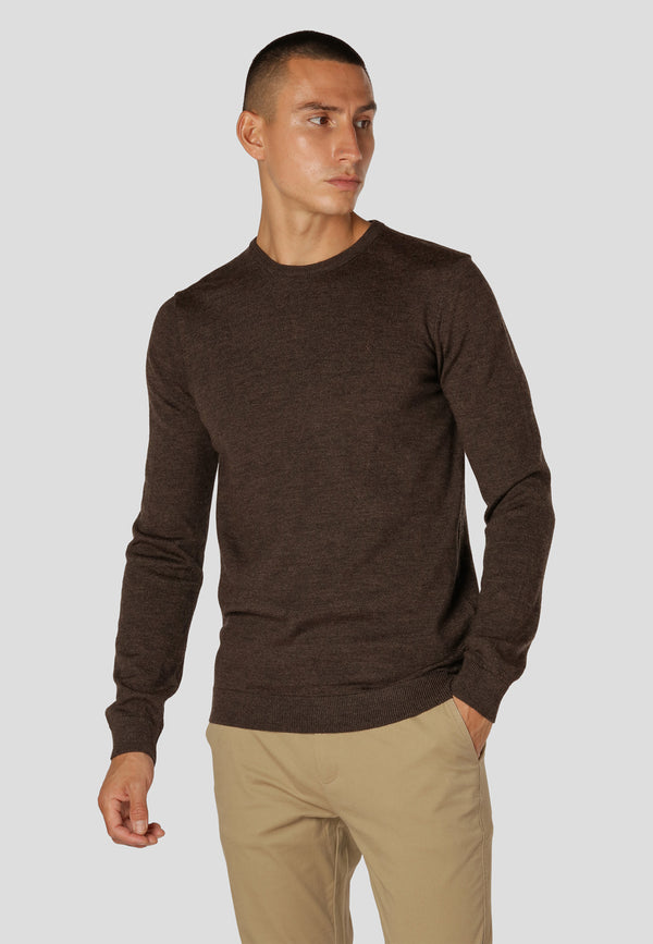 Clean Cut Copenhagen Merino knitted jumper Strik Brun Melange