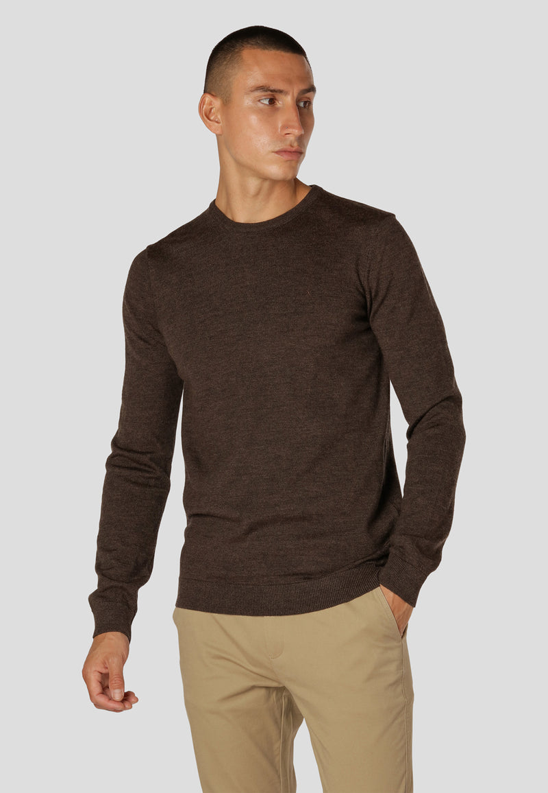 Clean Cut Copenhagen Merino knitted jumper Strik Brun Melange