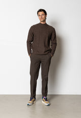 Clean Cut Copenhagen Morgan wool 'fisherman' jumper Strik Mørkebrun Melange