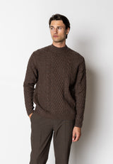 Clean Cut Copenhagen Morgan wool 'fisherman' jumper Strik Mørkebrun Melange