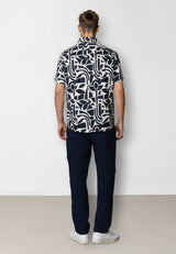 Clean Cut Copenhagen Noah tencel/cotton shirt Skjorte S/S Navy/Ecru