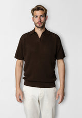 Clean Cut Copenhagen Oliver knitted polo Polos Dark Brown