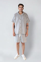 Fat Moose Orlean shirt Skjorte S/S Off White/Black striped