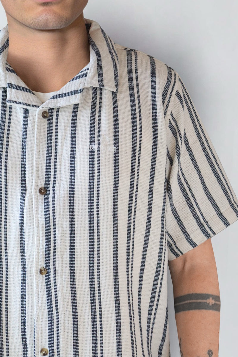 Fat Moose Orlean shirt Skjorte S/S Off White/Black striped