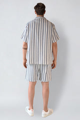 Fat Moose Orlean shirt Skjorte S/S Off White/Black striped