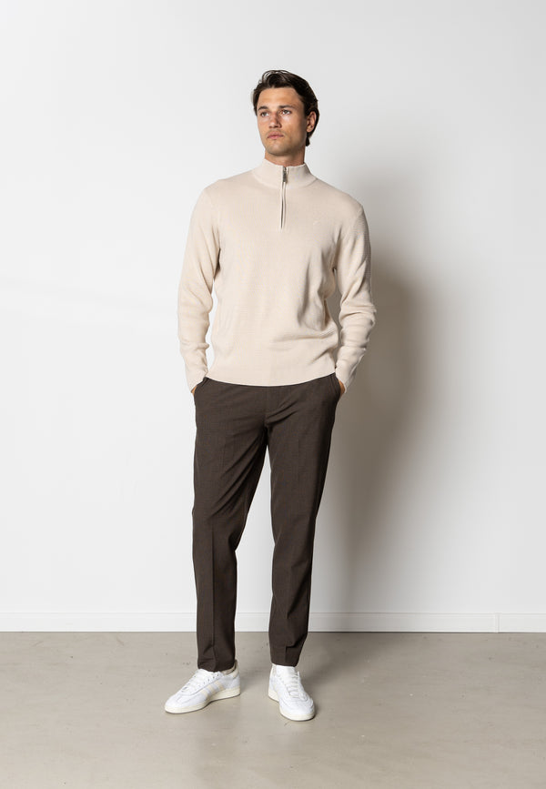 Clean Cut Copenhagen Oscar half zip knitted jumper Strik Ecru Melange