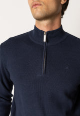 Clean Cut Copenhagen Oscar half zip knitted jumper Strik Navy