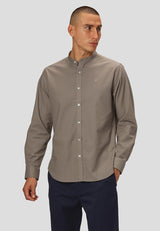 Clean Cut Copenhagen Oxford mandarin collar stretch shirt Skjorte L/S Støvet Grøn