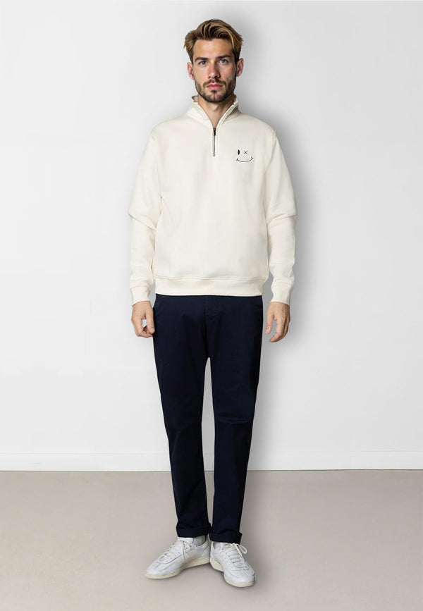 Clean Cut Copenhagen Patrick half-zip sweater Sweatshirts Ecru