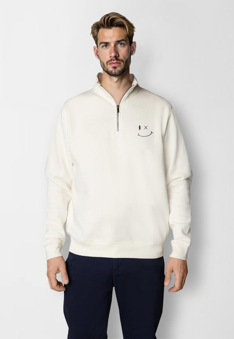 Clean Cut Copenhagen Patrick half-zip sweater Sweatshirts Ecru