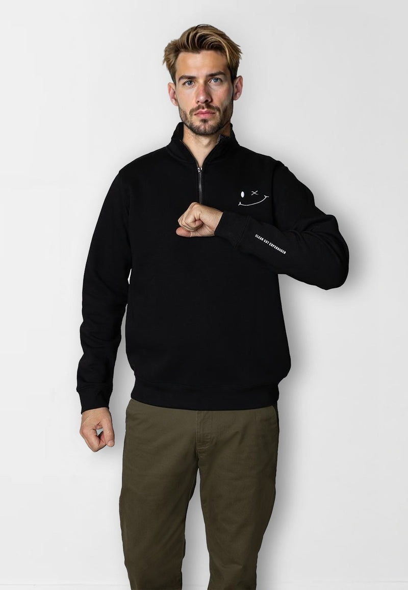 Clean Cut Copenhagen Patrick half-zip sweater Sweatshirts Sort