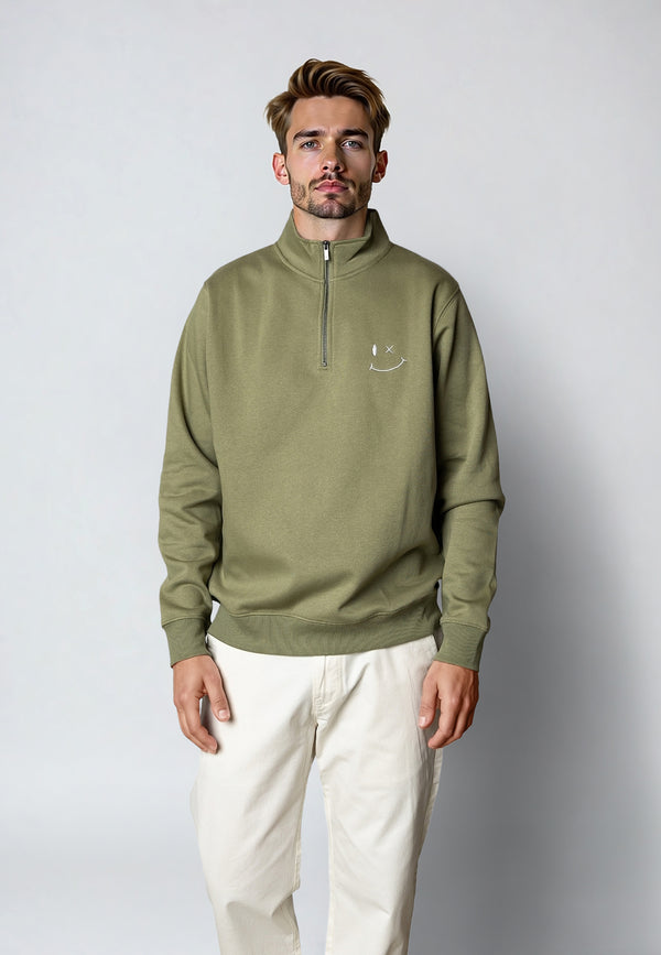 Clean Cut Copenhagen Patrick half-zip sweater Sweatshirts Støvet Grøn