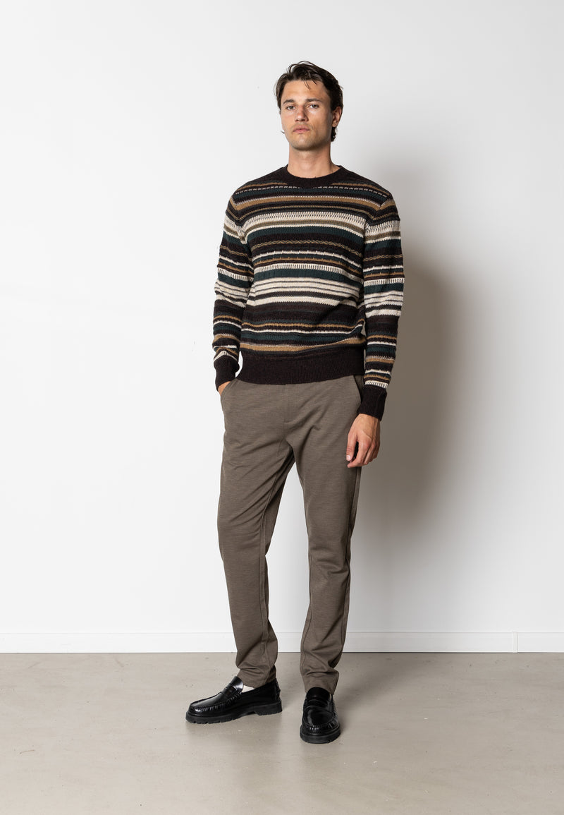 Clean Cut Copenhagen Phillip wool knitted jumper Strik Deep Green/Ecru Stripe