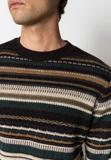 Clean Cut Copenhagen Phillip wool knitted jumper Strik Deep Green/Ecru Stripe