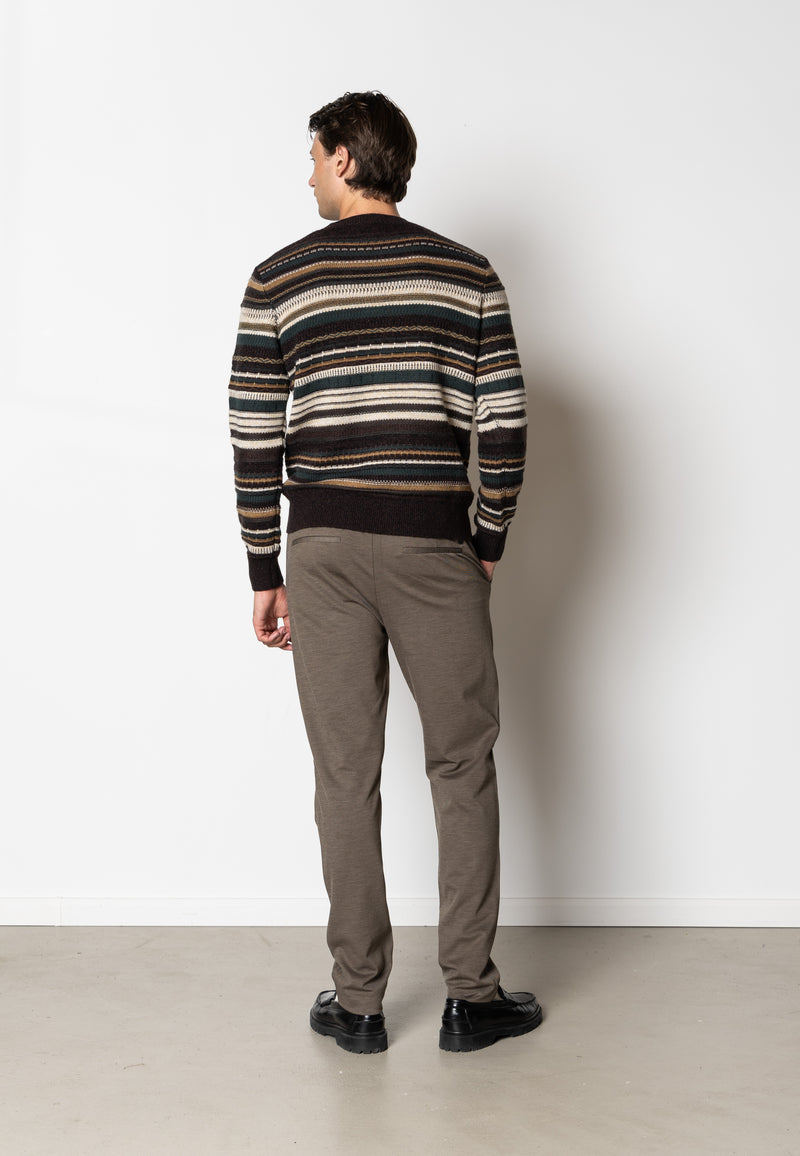 Clean Cut Copenhagen Phillip wool knitted jumper Strik Deep Green/Ecru Stripe