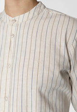 Clean Cut Copenhagen Ran cotton/linen shirt Skjorte L/S Light beige striped