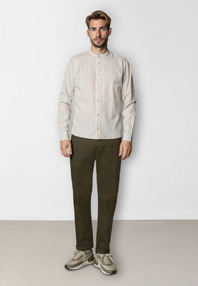 Clean Cut Copenhagen Ran cotton/linen shirt Skjorte L/S Light beige striped