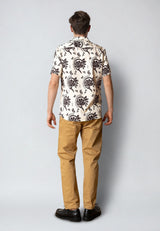 Clean Cut Copenhagen Ricco lyocell shirt Skjorte S/S Ecru/Dark Brown