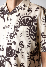 Clean Cut Copenhagen Ricco lyocell shirt Skjorte S/S Ecru/Dark Brown