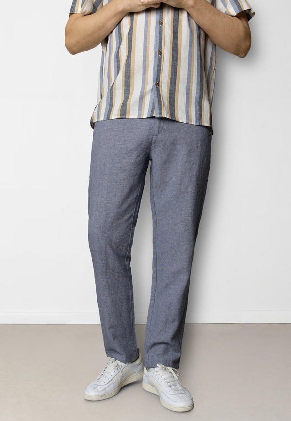 Clean Cut Copenhagen Roman cotton/linen pants Bukser Navy Melange