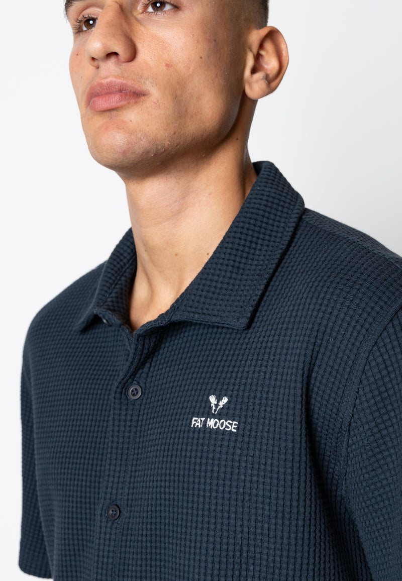 Fat Moose SCOTT COTTON SHIRT Skjorte S/S Navy