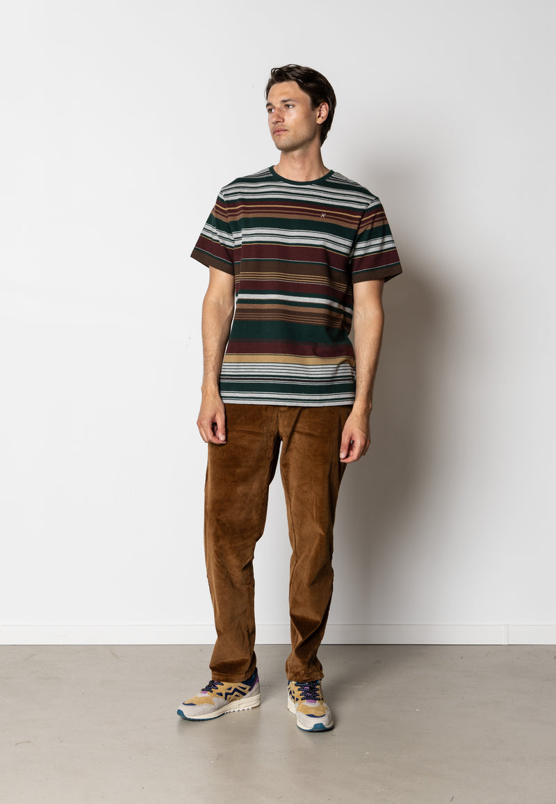 Clean Cut Copenhagen Scott cotton t-shirt T-shirts S/S Deep Green/Dark Plum striped