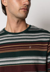 Clean Cut Copenhagen Scott cotton t-shirt T-shirts S/S Deep Green/Dark Plum striped